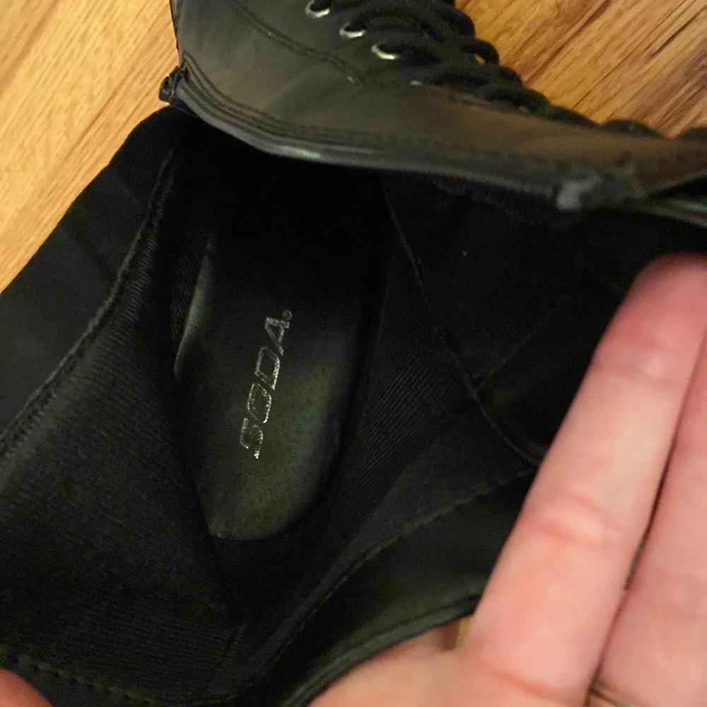 Soda Heeled Black Combat Boots - Picture 9 of 9